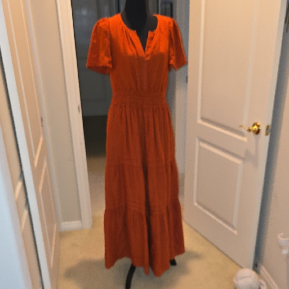 Anthropologie Vibrant Orange Maxi Dress